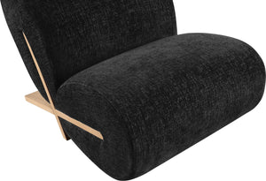 Meridian Furniture Akira Art Deco Sculptural Accent Chair with Plush Upholstery and Wood Base for Living Room Black Style 1 33071Black-C