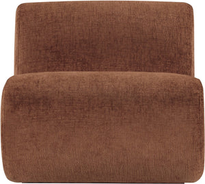 Meridian Furniture Akira Art Deco Sculptural Accent Chair with Plush Upholstery and Wood Base for Living Room Cognac Style 1 33071Cognac-C