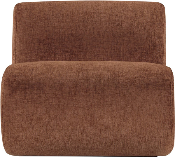 Meridian Furniture Akira Art Deco Sculptural Accent Chair with Plush Upholstery and Wood Base for Living Room Cognac Style 1 33071Cognac-C