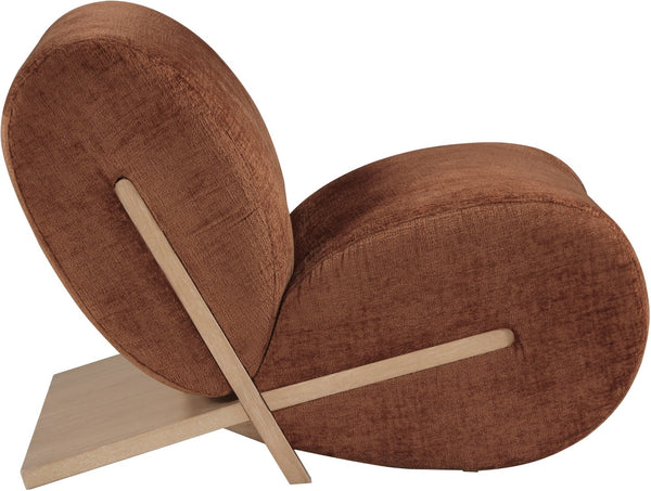 Meridian Furniture Akira Art Deco Sculptural Accent Chair with Plush Upholstery and Wood Base for Living Room Cognac Style 1 33071Cognac-C