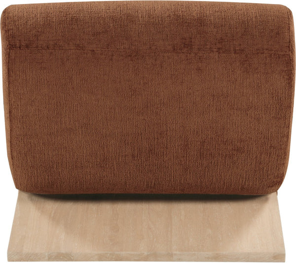 Meridian Furniture Akira Art Deco Sculptural Accent Chair with Plush Upholstery and Wood Base for Living Room Cognac Style 1 33071Cognac-C