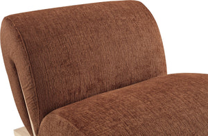 Meridian Furniture Akira Art Deco Sculptural Accent Chair with Plush Upholstery and Wood Base for Living Room Cognac Style 1 33071Cognac-C