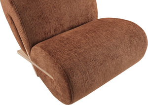 Meridian Furniture Akira Art Deco Sculptural Accent Chair with Plush Upholstery and Wood Base for Living Room Cognac Style 1 33071Cognac-C