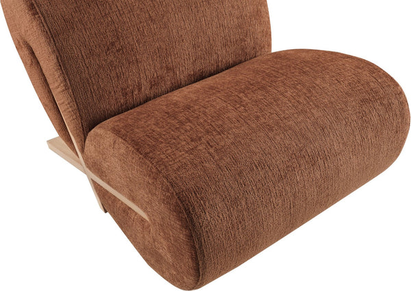 Meridian Furniture Akira Art Deco Sculptural Accent Chair with Plush Upholstery and Wood Base for Living Room Cognac Style 1 33071Cognac-C