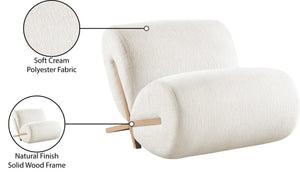 Meridian Furniture Akira Art Deco Sculptural Accent Chair with Plush Upholstery and Wood Base for Living Room Cream Style 1 33071Cream-C
