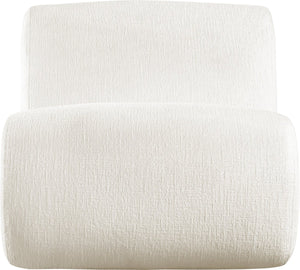 Meridian Furniture Akira Art Deco Sculptural Accent Chair with Plush Upholstery and Wood Base for Living Room Cream Style 1 33071Cream-C