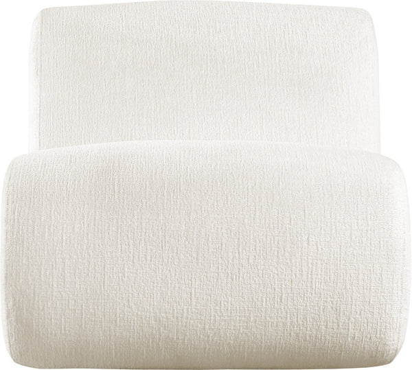 Meridian Furniture Akira Art Deco Sculptural Accent Chair with Plush Upholstery and Wood Base for Living Room Cream Style 1 33071Cream-C