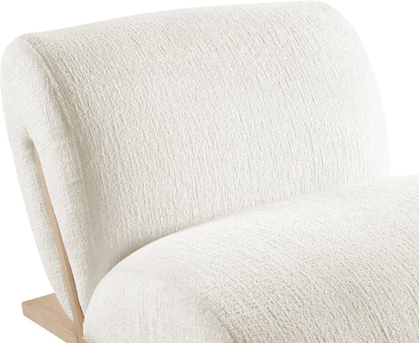 Meridian Furniture Akira Art Deco Sculptural Accent Chair with Plush Upholstery and Wood Base for Living Room Cream Style 1 33071Cream-C