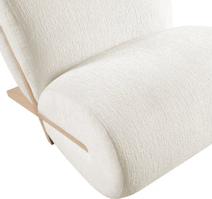 Meridian Furniture Akira Art Deco Sculptural Accent Chair with Plush Upholstery and Wood Base for Living Room Cream Style 1 33071Cream-C