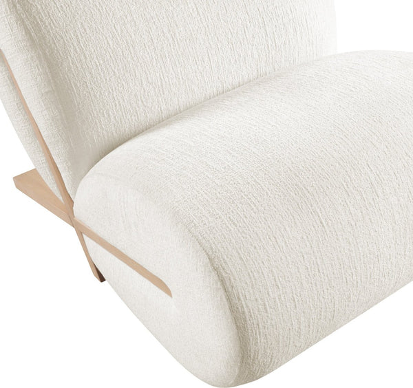 Meridian Furniture Akira Art Deco Sculptural Accent Chair with Plush Upholstery and Wood Base for Living Room Cream Style 1 33071Cream-C