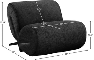 Meridian Furniture Akira Art Deco Sculptural Accent Chair with Plush Upholstery and Wood Base for Living Room Black Style 2 33072Black-C