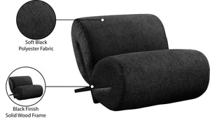 Meridian Furniture Akira Art Deco Sculptural Accent Chair with Plush Upholstery and Wood Base for Living Room Black Style 2 33072Black-C