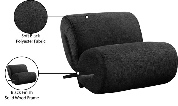 Meridian Furniture Akira Art Deco Sculptural Accent Chair with Plush Upholstery and Wood Base for Living Room Black Style 2 33072Black-C