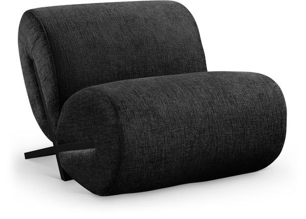 Meridian Furniture Akira Art Deco Sculptural Accent Chair with Plush Upholstery and Wood Base for Living Room Black Style 2 33072Black-C
