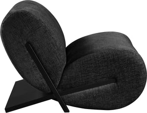 Meridian Furniture Akira Art Deco Sculptural Accent Chair with Plush Upholstery and Wood Base for Living Room Black Style 2 33072Black-C