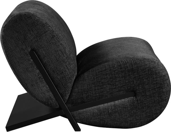 Meridian Furniture Akira Art Deco Sculptural Accent Chair with Plush Upholstery and Wood Base for Living Room Black Style 2 33072Black-C