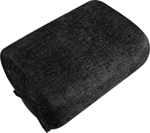 Meridian Furniture Akira Art Deco Upholstered Ottoman with Sculptural Solid Wood Base for Living Rooms Black Style 2 33072Black-Ott