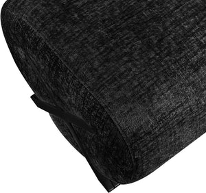 Meridian Furniture Akira Art Deco Upholstered Ottoman with Sculptural Solid Wood Base for Living Rooms Black Style 2 33072Black-Ott