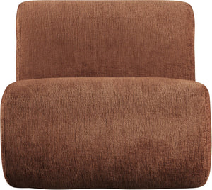 Meridian Furniture Akira Art Deco Sculptural Accent Chair with Plush Upholstery and Wood Base for Living Room Cognac Style 2 33072Cognac-C