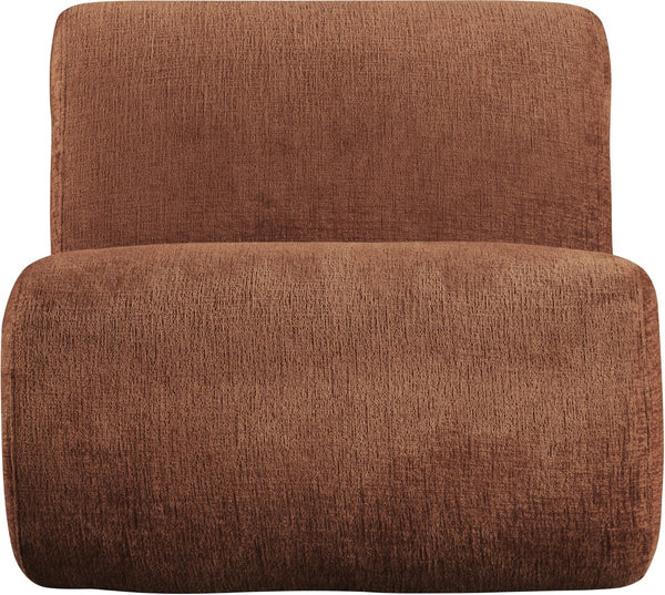 Meridian Furniture Akira Art Deco Sculptural Accent Chair with Plush Upholstery and Wood Base for Living Room Cognac Style 2 33072Cognac-C