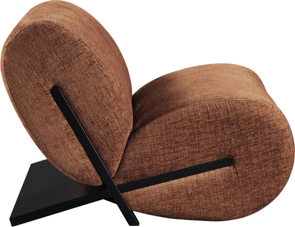 Meridian Furniture Akira Art Deco Sculptural Accent Chair with Plush Upholstery and Wood Base for Living Room Cognac Style 2 33072Cognac-C