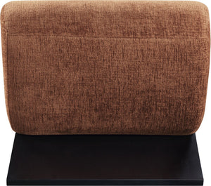 Meridian Furniture Akira Art Deco Sculptural Accent Chair with Plush Upholstery and Wood Base for Living Room Cognac Style 2 33072Cognac-C