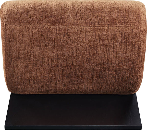 Meridian Furniture Akira Art Deco Sculptural Accent Chair with Plush Upholstery and Wood Base for Living Room Cognac Style 2 33072Cognac-C