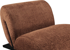 Meridian Furniture Akira Art Deco Sculptural Accent Chair with Plush Upholstery and Wood Base for Living Room Cognac Style 2 33072Cognac-C