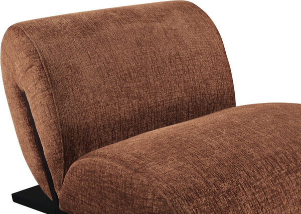 Meridian Furniture Akira Art Deco Sculptural Accent Chair with Plush Upholstery and Wood Base for Living Room Cognac Style 2 33072Cognac-C