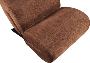 Meridian Furniture Akira Art Deco Sculptural Accent Chair with Plush Upholstery and Wood Base for Living Room Cognac Style 2 33072Cognac-C