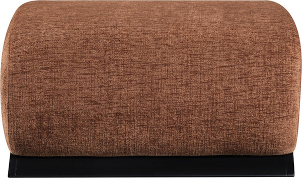 Meridian Furniture Akira Art Deco Upholstered Ottoman with Sculptural Solid Wood Base for Living Rooms Cognac Style 2 33072Cognac-Ott