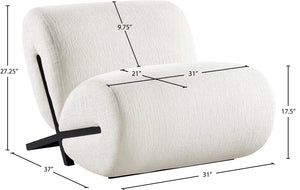 Meridian Furniture Akira Art Deco Sculptural Accent Chair with Plush Upholstery and Wood Base for Living Room Cream Style 2 33072Cream-C