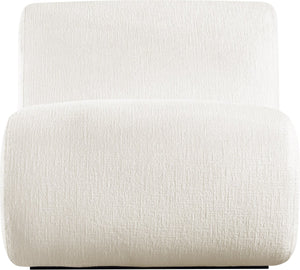 Meridian Furniture Akira Art Deco Sculptural Accent Chair with Plush Upholstery and Wood Base for Living Room Cream Style 2 33072Cream-C