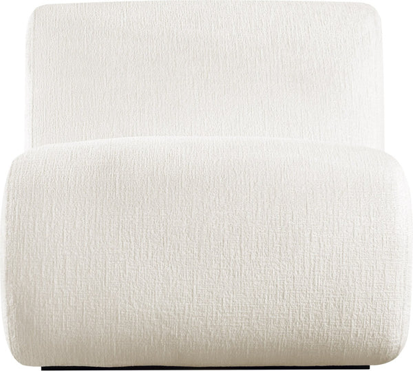 Meridian Furniture Akira Art Deco Sculptural Accent Chair with Plush Upholstery and Wood Base for Living Room Cream Style 2 33072Cream-C