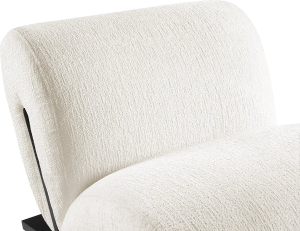Meridian Furniture Akira Art Deco Sculptural Accent Chair with Plush Upholstery and Wood Base for Living Room Cream Style 2 33072Cream-C