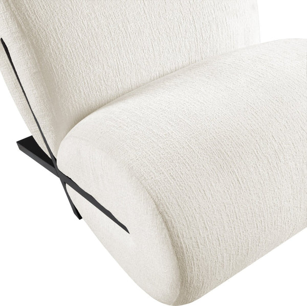 Meridian Furniture Akira Art Deco Sculptural Accent Chair with Plush Upholstery and Wood Base for Living Room Cream Style 2 33072Cream-C