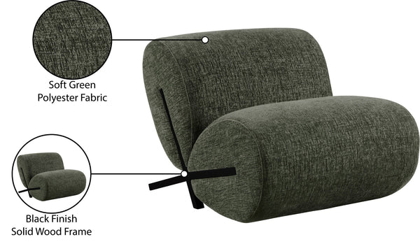 Meridian Furniture Akira Art Deco Sculptural Accent Chair with Plush Upholstery and Wood Base for Living Room Green Style 2 33072Green-C
