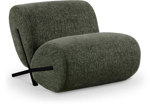 Meridian Furniture Akira Art Deco Sculptural Accent Chair with Plush Upholstery and Wood Base for Living Room Green Style 2 33072Green-C