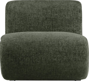 Meridian Furniture Akira Art Deco Sculptural Accent Chair with Plush Upholstery and Wood Base for Living Room Green Style 2 33072Green-C