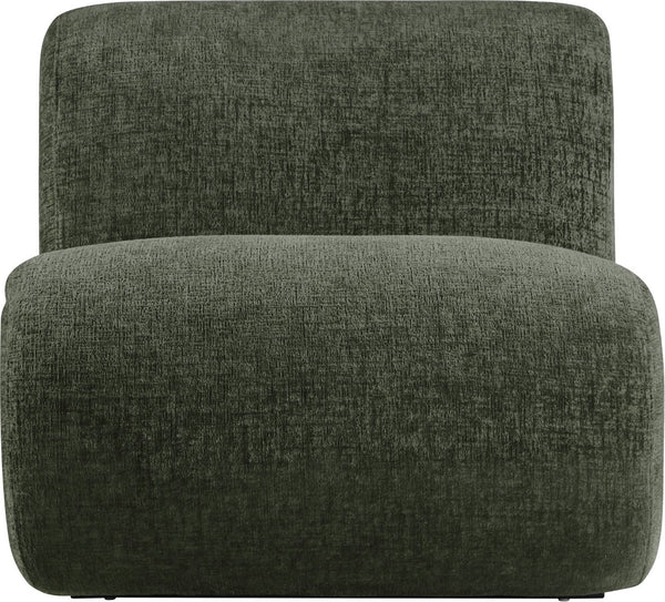 Meridian Furniture Akira Art Deco Sculptural Accent Chair with Plush Upholstery and Wood Base for Living Room Green Style 2 33072Green-C