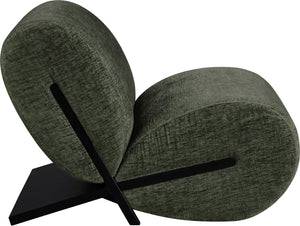 Meridian Furniture Akira Art Deco Sculptural Accent Chair with Plush Upholstery and Wood Base for Living Room Green Style 2 33072Green-C