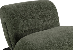 Meridian Furniture Akira Art Deco Sculptural Accent Chair with Plush Upholstery and Wood Base for Living Room Green Style 2 33072Green-C