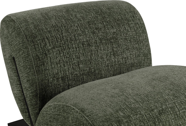 Meridian Furniture Akira Art Deco Sculptural Accent Chair with Plush Upholstery and Wood Base for Living Room Green Style 2 33072Green-C