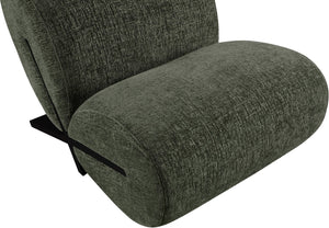 Meridian Furniture Akira Art Deco Sculptural Accent Chair with Plush Upholstery and Wood Base for Living Room Green Style 2 33072Green-C