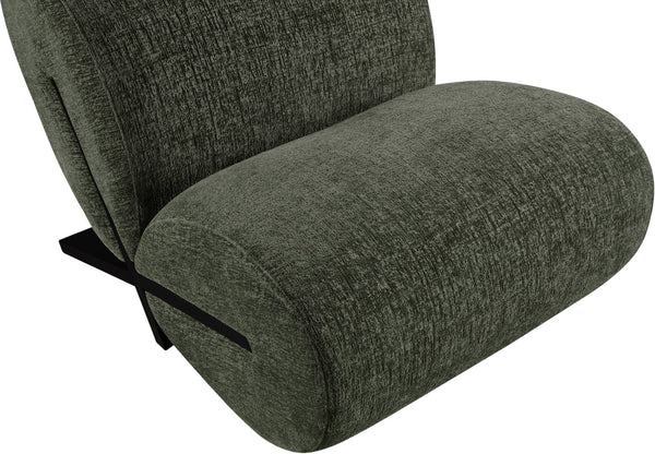Meridian Furniture Akira Art Deco Sculptural Accent Chair with Plush Upholstery and Wood Base for Living Room Green Style 2 33072Green-C