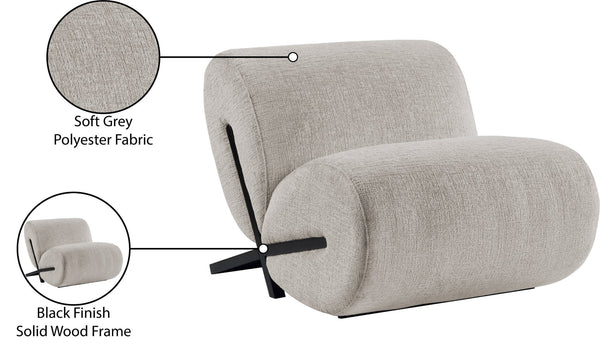 Meridian Furniture Akira Art Deco Sculptural Accent Chair with Plush Upholstery and Wood Base for Living Room Grey Style 2 33072Grey-C