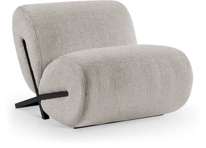 Meridian Furniture Akira Art Deco Sculptural Accent Chair with Plush Upholstery and Wood Base for Living Room Grey Style 2 33072Grey-C