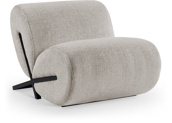 Meridian Furniture Akira Art Deco Sculptural Accent Chair with Plush Upholstery and Wood Base for Living Room Grey Style 2 33072Grey-C