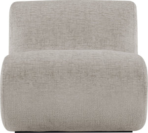 Meridian Furniture Akira Art Deco Sculptural Accent Chair with Plush Upholstery and Wood Base for Living Room Grey Style 2 33072Grey-C