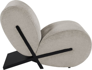 Meridian Furniture Akira Art Deco Sculptural Accent Chair with Plush Upholstery and Wood Base for Living Room Grey Style 2 33072Grey-C